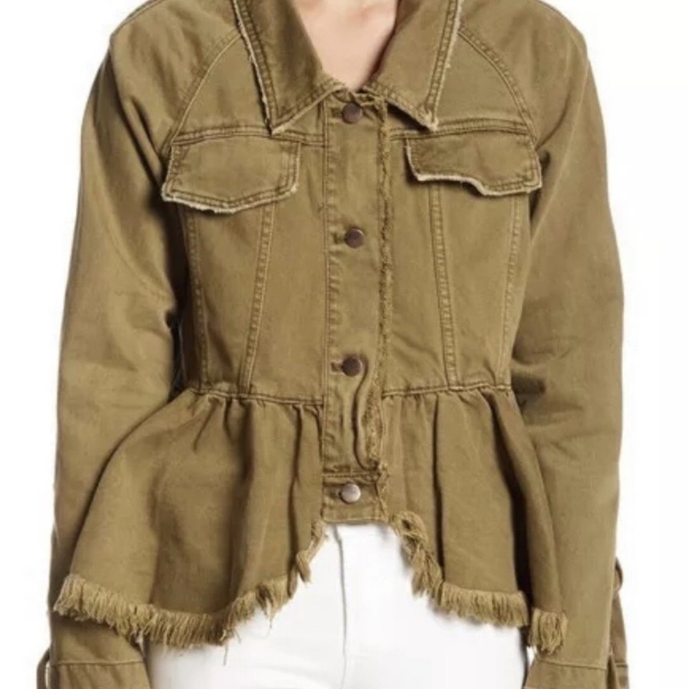 Free People Women's Willow Relaxed Olive Peplum Jacket